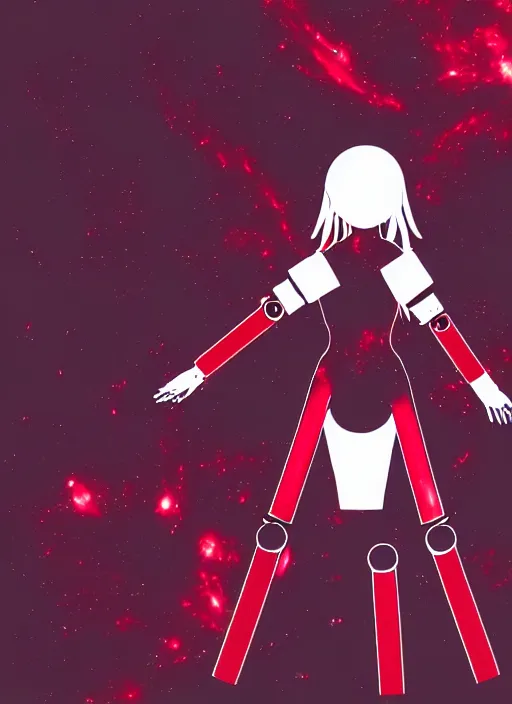 Prompt: modern art sculpture of a hopeful pretty astronaut lady with a wavy blonde hair, 4k resolution, nier:automata inspired, bravely default inspired, vibrant but dreary but upflifting red, black and white color scheme!!! ((Space nebula background))