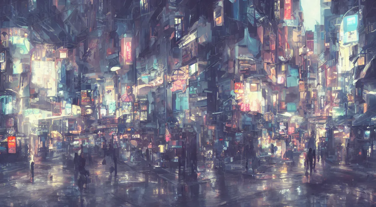 Prompt: digital painting, modern tokyo, saturated, atmospheric lighting, high quality, sharp focus, intricate, artstation, 4k