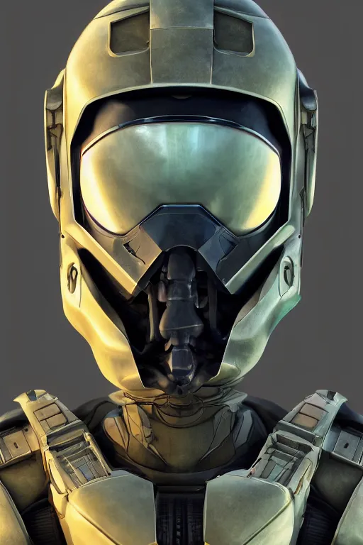 Image similar to robot ninja mask helmet halo master chief radiating a glowing aura global illumination ray tracing hdr fanart arstation by ian pesty and katarzyna da „ bek - chmiel