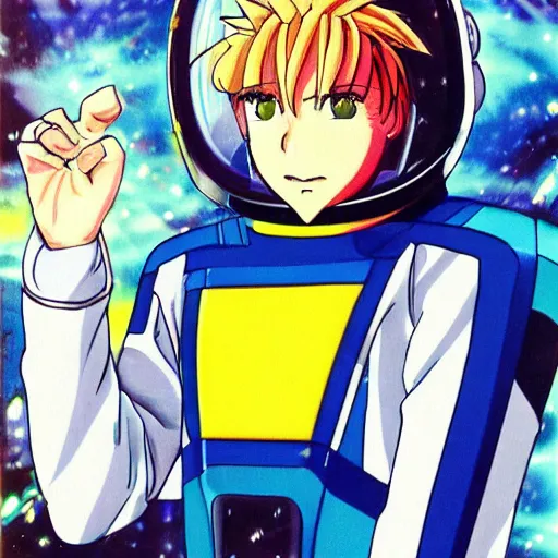 Image similar to man in a futuristic spacesuit, 9 0 s anime