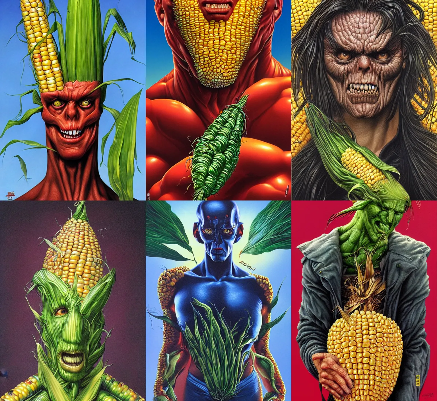 Prompt: portrait of a mutant corn by Jason Edmiston