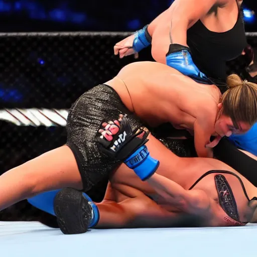 Prompt: charlotte flair beating up ronda rousey