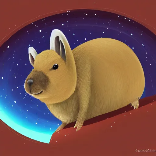 Image similar to a capybara astronaut, digital art