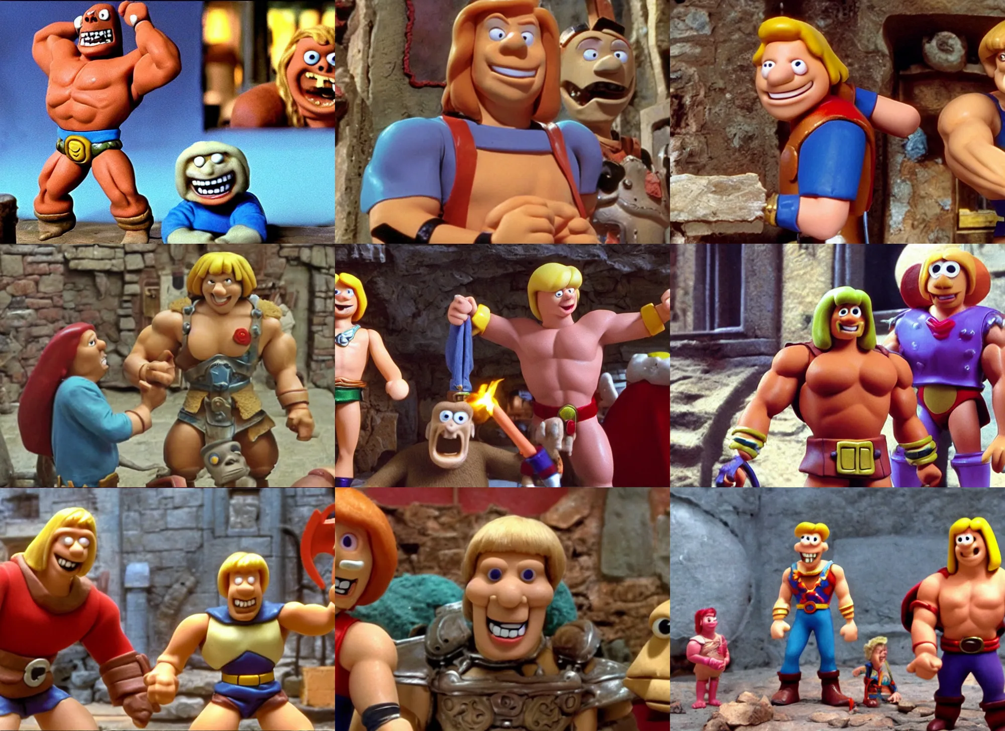 Prompt: He-Man!!! in wallace and gromit