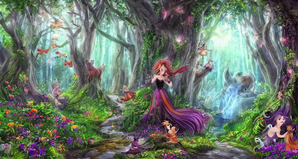 Image similar to Enchanted and magic forest, by studio 4c