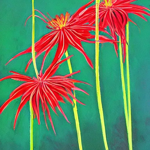 Image similar to red spider lily, painting