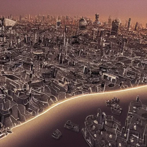 Image similar to a beautiful highly detailed rendering of a lunar eclipse city