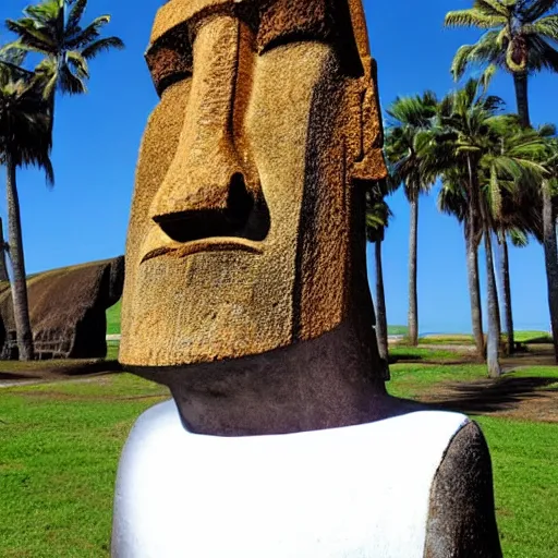 Image similar to Easter island head statue of a giga Chad with face characteristics of a gigachad sharp jaw