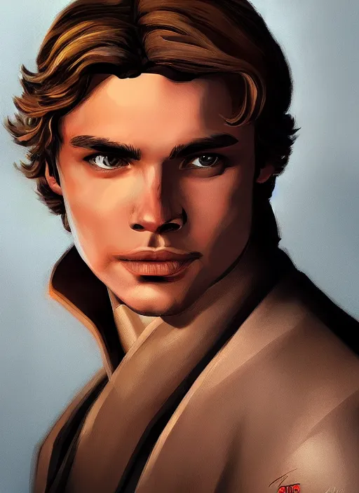 Prompt: anakin solo, from star wars legends, star wars portrait, art by greg rutowski, trending portrait on artstation