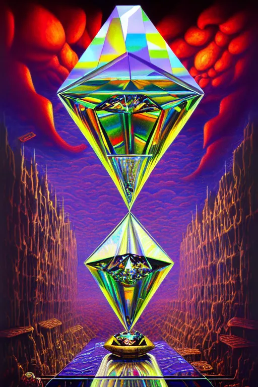 prompthunt: a photorealistic painting of the transparent glass faceted  diamond cut isometric nightmare horror machine by johfra bosschart, lisa  frank, dark fantasy art, high detail, trending on artstation