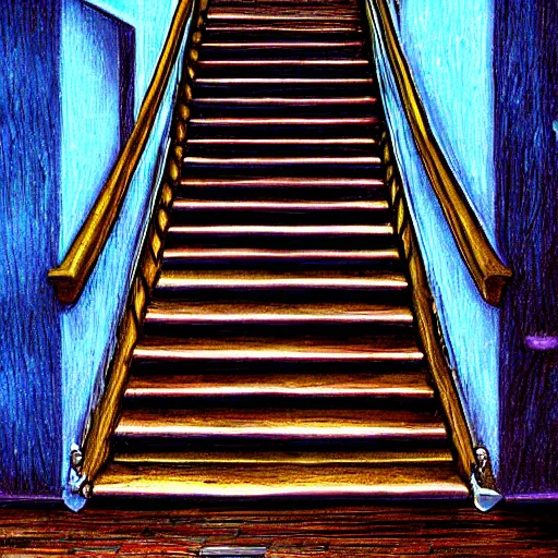 Image similar to the 5th dimesion up the stairs, fantasy art