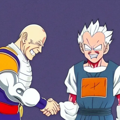 Image similar to : president biden and freeza, anime cartoonstyle, dragonball z