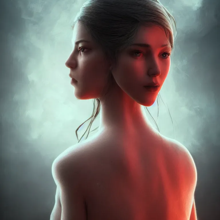 Image similar to a beautiful Cotton Mill Girl, symmetrical, perfect body and face. dramatic angle, ornate, details, smooth, sharp focus, illustration, realistic, cinematic, artstation, award winning, rgb , unreal engine, octane render, cinematic light, macro, depth of field, blur, red light and clouds from the back, highly detailed epic cinematic concept art CG render made in Maya, Blender and Photoshop, octane render, excellent composition, dynamic dramatic cinematic lighting, aesthetic, very inspirational, arthouse by Henri Cartier Bresson