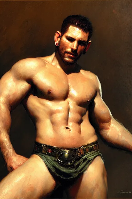 Prompt: chris redfield, painting by gaston bussiere, craig mullins, j. c. leyendecker, tom of finland