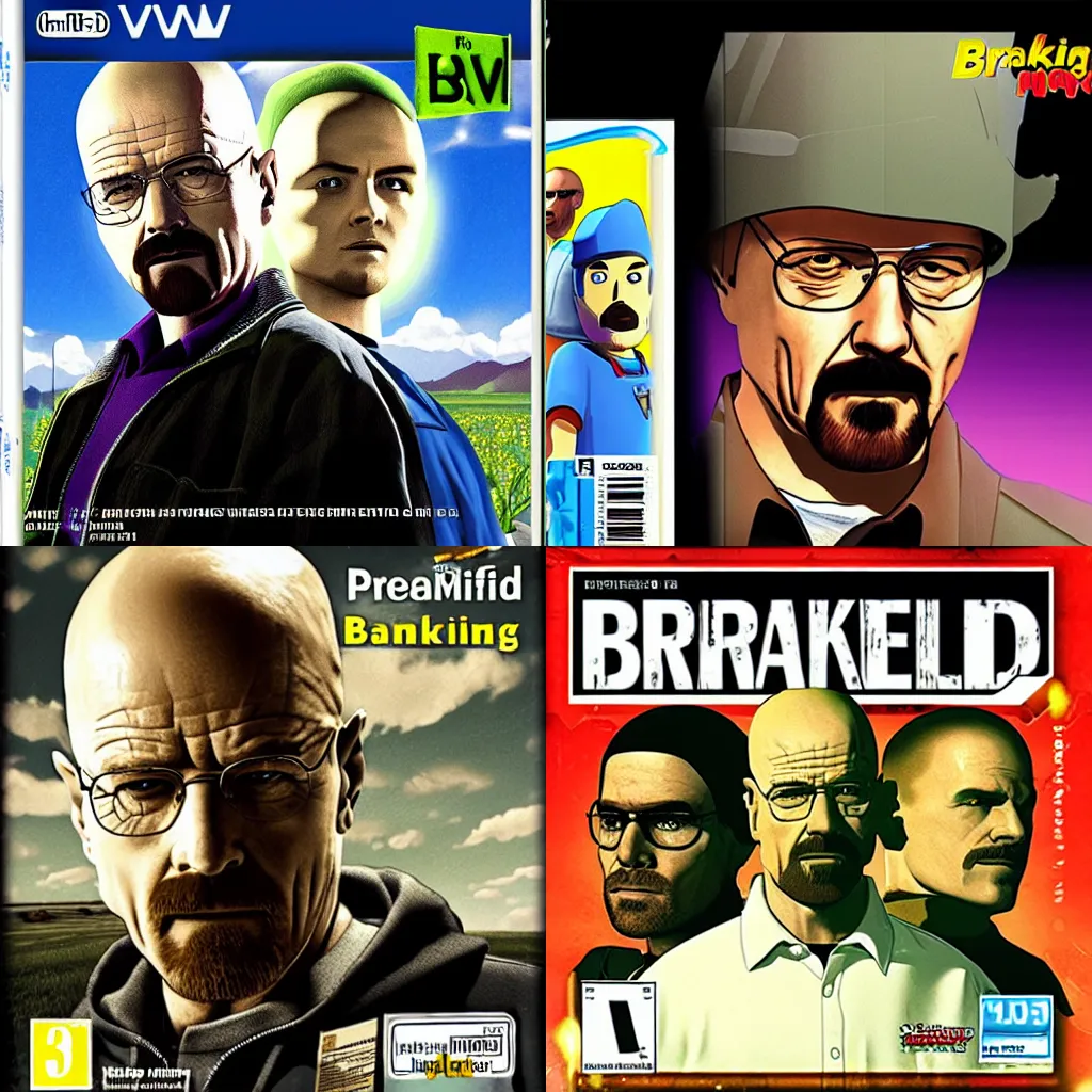 Prompt: Breaking Bad video game for nintendo wii, cover art
