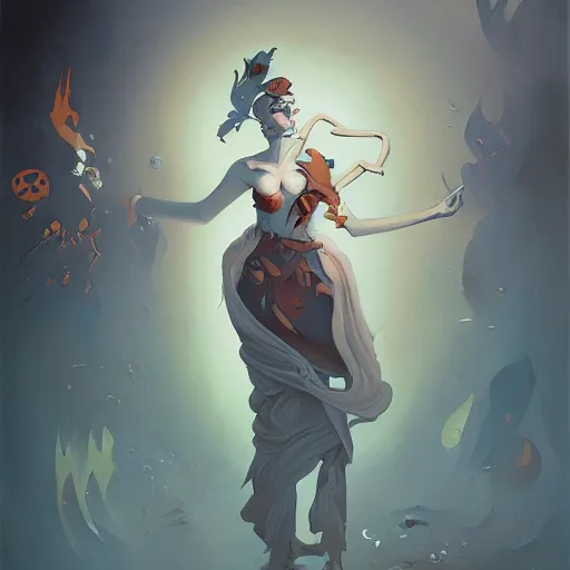 Image similar to A painting in the style of Peter Mohrbacher and in the style of James Jean.