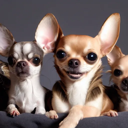 Prompt: chihuahua family picture hd, 4 k, highly detailed