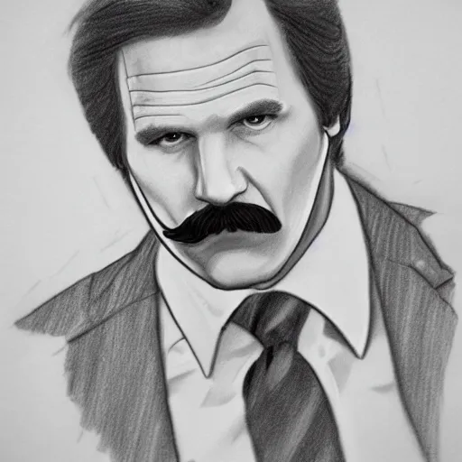 Prompt: pencil sketch of ron burgundy