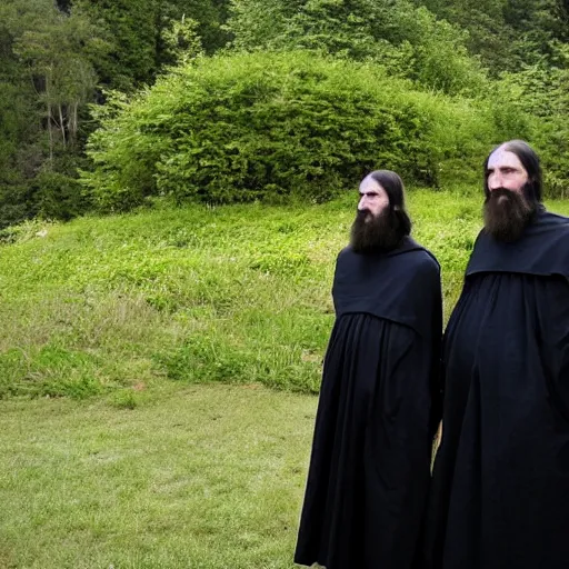 Prompt: photo of breton monks looking like rasputin