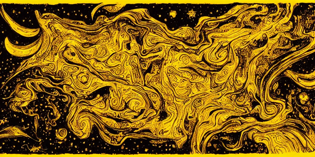 Image similar to realistic scene of cosmic trip, golden, 1 4 5 0, ink, ultra realistic, 8 k