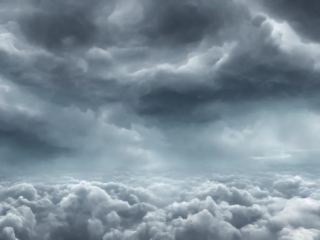 Image similar to supercells, landscapes, super storm, over the clouds, craig mullens, cinema 4 d, sci - fi, moody, atmospheric, cinematic, very high complexity, 4 k