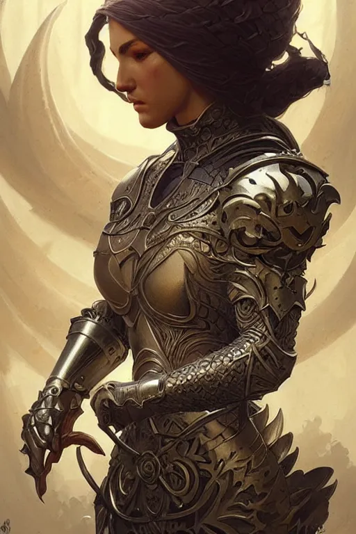 Image similar to Muscular and powerful medieval knight portrait, art nouveau, fantasy, intricate flower designs, elegant, highly detailed, sharp focus, art by Artgerm and Greg Rutkowski