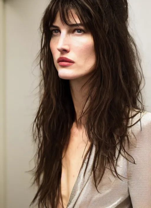 Prompt: A beautiful portrait of Jacquelyn Jablonski as Sophie Marceau from movie The World Is Not Enough, highly detailed, in the style of cinematic, Getty images, Milan fashion week backstage, Makeup by Pat McGrath, Greg rutkowski