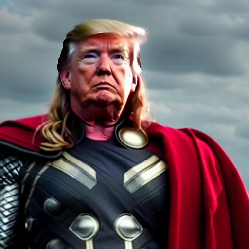 Image similar to cinematic still, donald trump as thor, avengers endgame ( 2 0 1 9 )