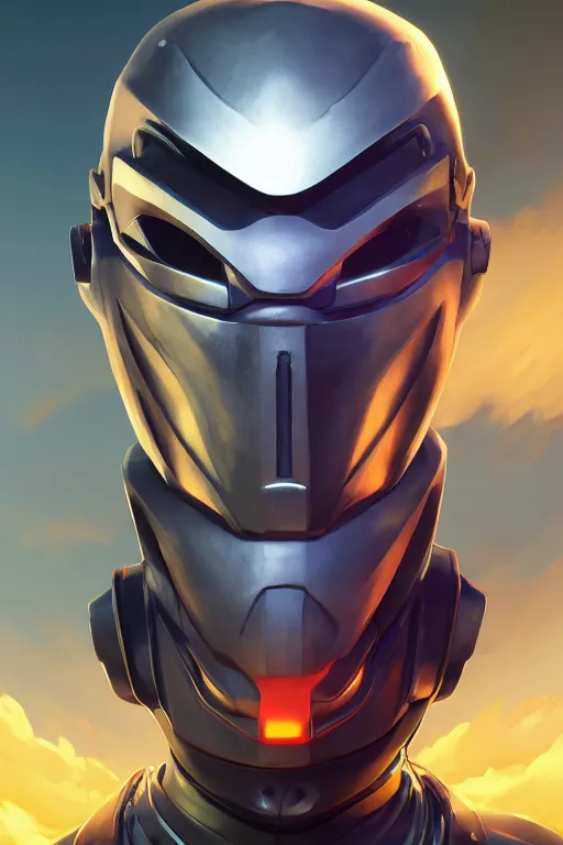 Image similar to epic mask helmet robot ninja portrait stylized as fornite style game design fanart by concept artist gervasio canda, behance hd by jesper ejsing, by rhads, makoto shinkai and lois van baarle, ilya kuvshinov, rossdraws global illumination radiating a glowing aura global illumination ray tracing hdr render in unreal engine 5