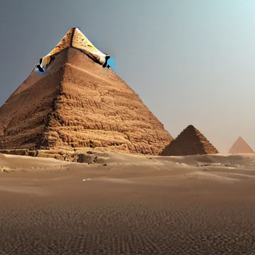 Image similar to egypt pyramid in cyberpunk style