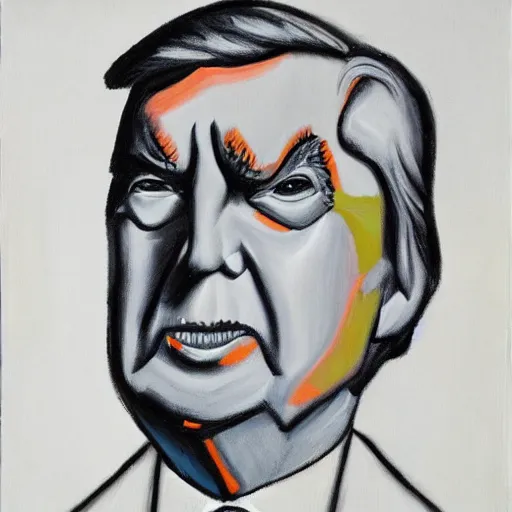 Image similar to a portrait of donald trump in the style of dekooning