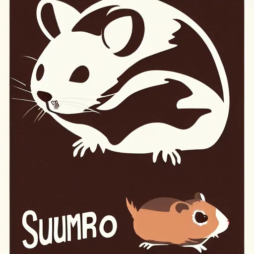 Image similar to a poster of a hamster in the style of Suehiro Maruo