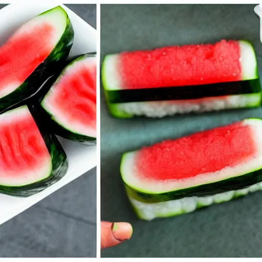 Prompt: watermelon sushi