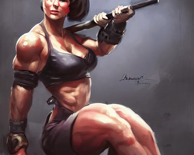 Prompt: portrait of a very beautiful female bodybuilder ww ii soldier in team fortress 2 style, epic, tragic, dark fantasy art, fantasy, pretty, hd shot, digital portrait, beautiful, artstation, comic style, by artgerm, guy denning, jakub rozalski, magali villeneuve and charlie bowater