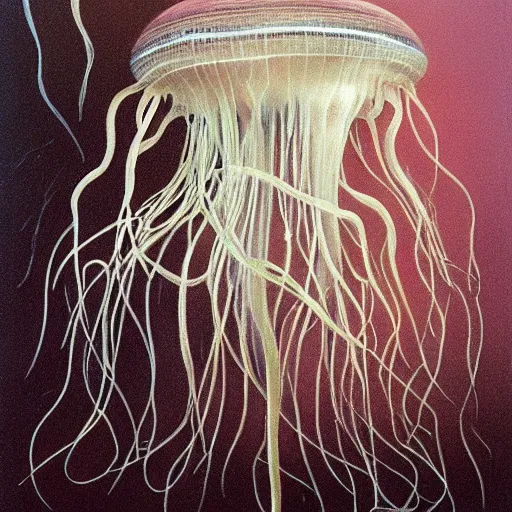 Image similar to jellyfish, painted by Zdzisław Beksiński