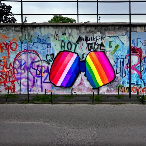 Prompt: the berlin wall but gay