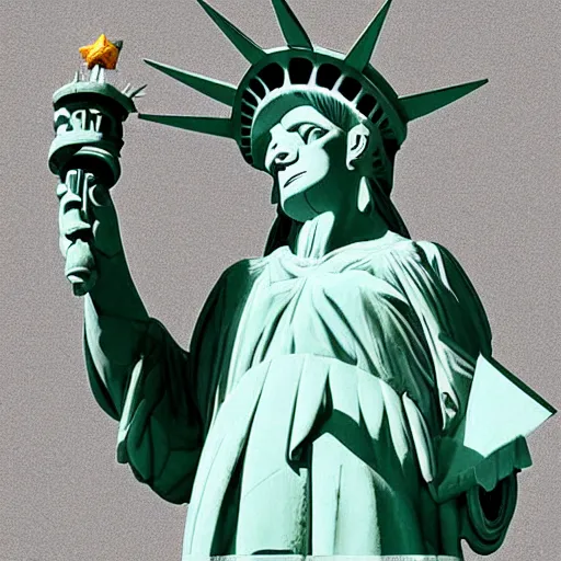 Image similar to clown statue of liberty