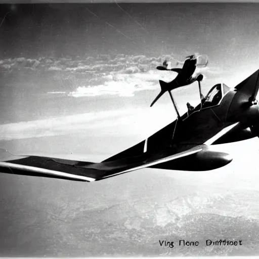 Image similar to Iguana flying a plane, vintage photograph