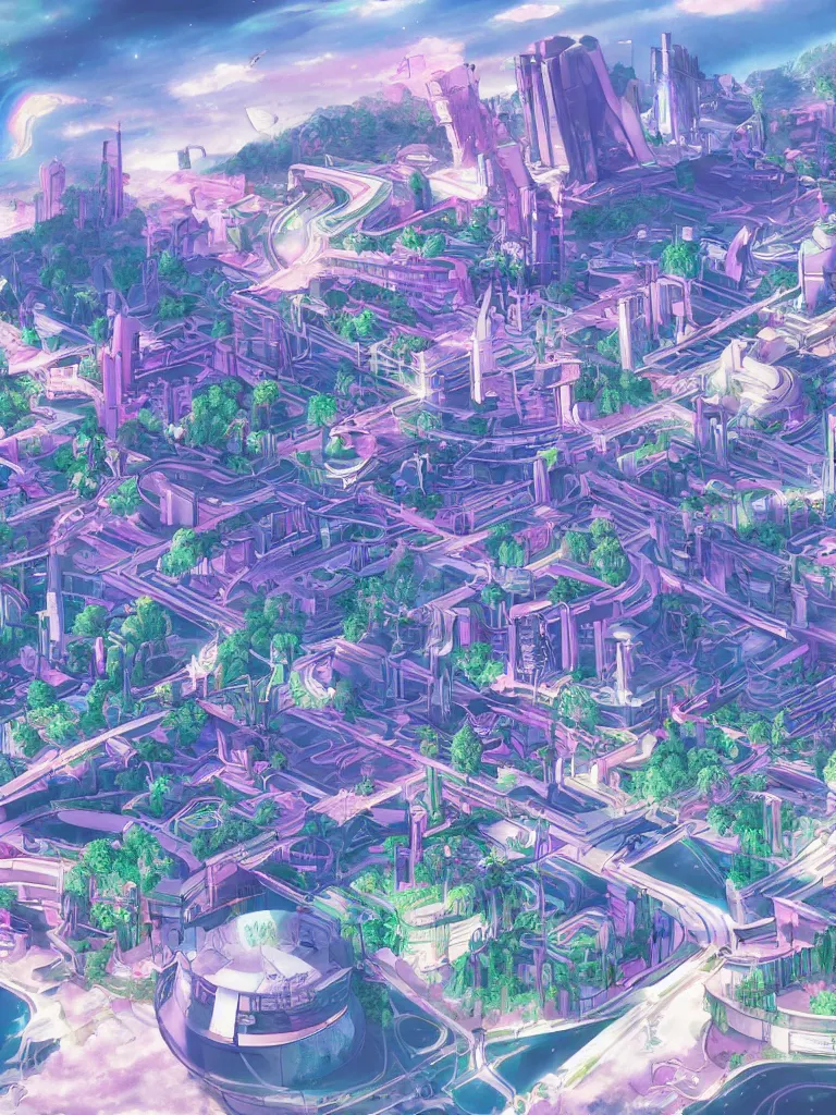 Image similar to a beautiful drawing of a future funk space city, highly realistic, unreal engine