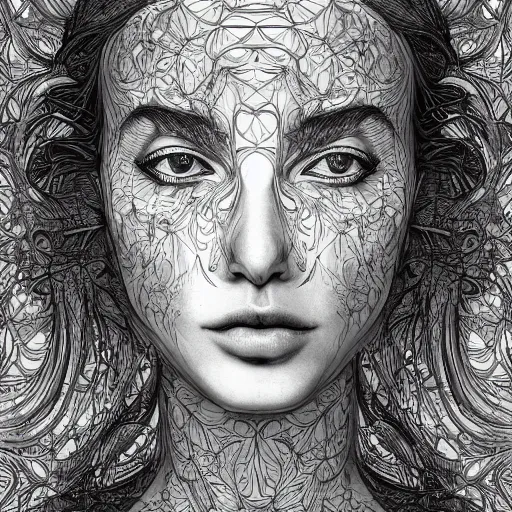 Image similar to the portrait of an unbelievably beautiful and sophisticated young woman made up of broccoli looking straight up, an ultrafine detailed illustration by james jean, intricate linework, bright colors, final fantasy, behance contest winner, vanitas, angular, altermodern, unreal engine 5 highly rendered, global illumination, radiant light, detailed and intricate environment