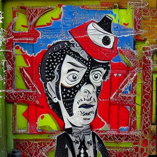 Image similar to transylvanian folk art, in the style of graffiti, made by jr