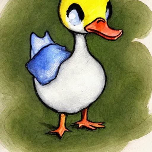 Image similar to duck illustration, anime, watercolor, style of ken sugimori