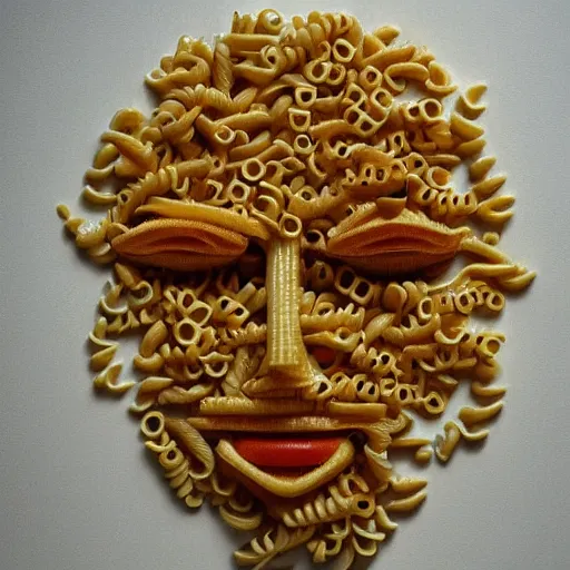 Prompt: portrait of a human face made out of pasta
