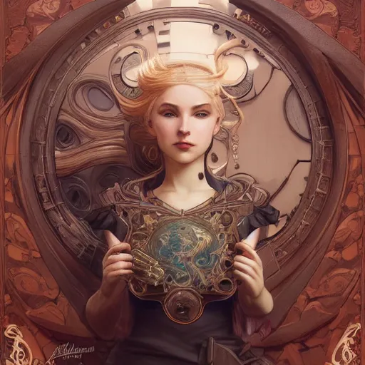 Prompt: steampunk axolotl, masterpiece, intricate, elegant, highly detailed, digital painting, artstation, concept art, smooth, sharp focus, illustration, art by artgerm and greg rutkowski and alphonse mucha and uang guangjian and gil elvgren and sachin teng, symmetry!!