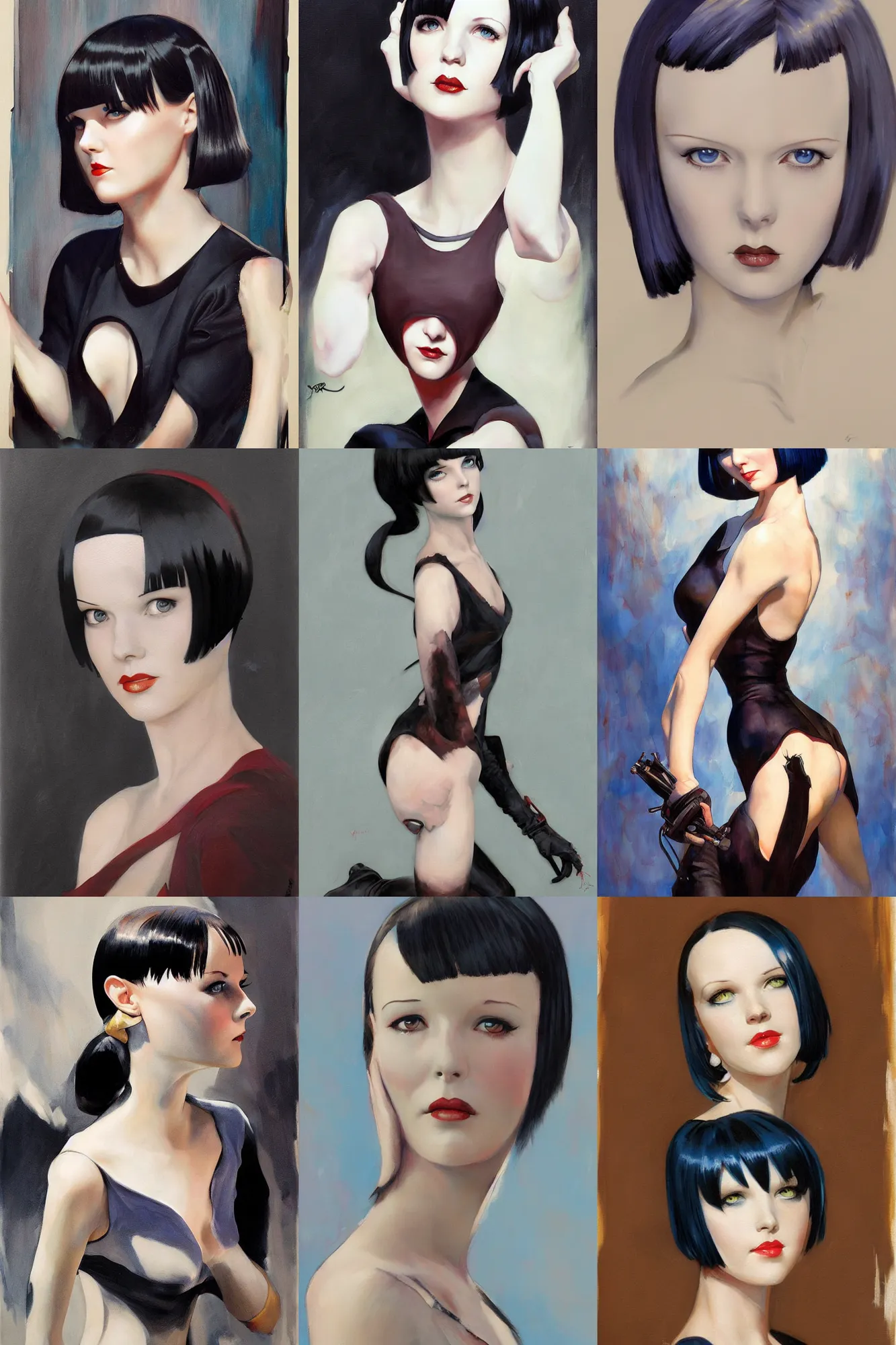 Prompt: mary louise brooks, painting by rob rey and jesper ejsing, artstation, mixed media