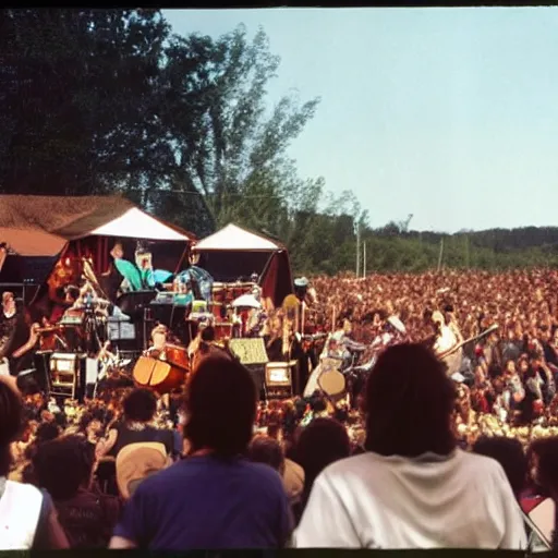 Prompt: cantina band performing at woodstock