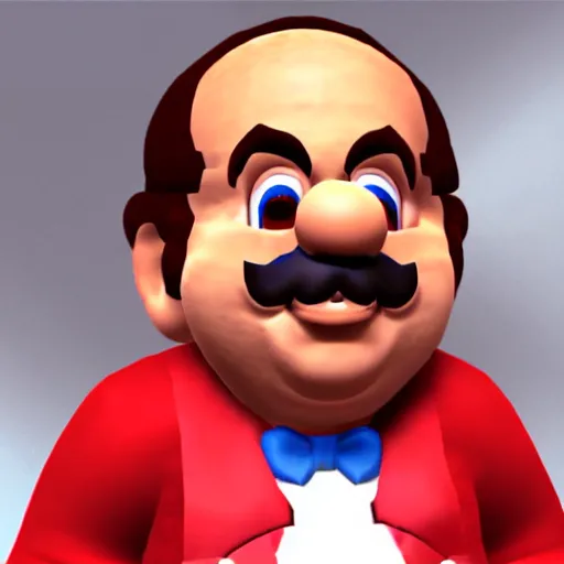 Prompt: danny devito, mario 6 4 screenshot