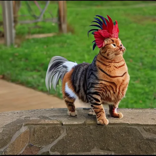 Image similar to a cross between a cat and a rooster