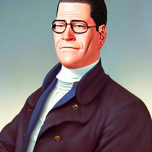 Image similar to Hank Hill from king of the Hill as the 3rd president of the united states, realistic, ultra detailed, oil painting