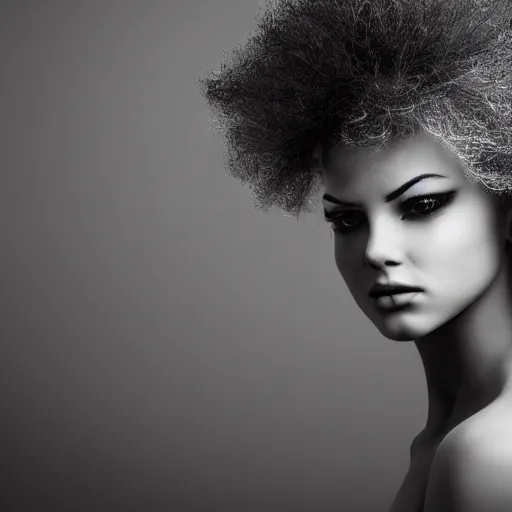 Prompt: hair, award winning black and white photography, high contrast